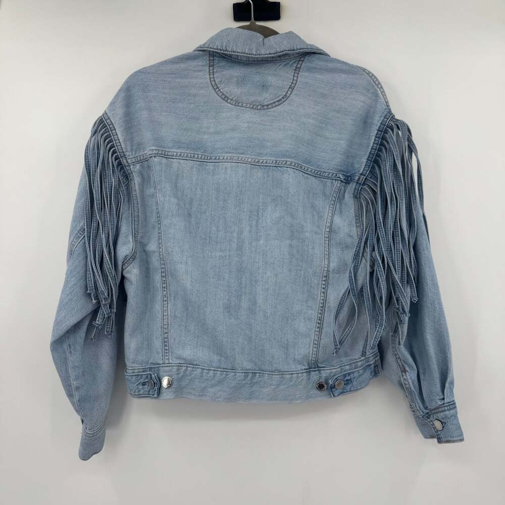Universal Thread Fringe Denim Jacket Small Light Wash Western Button Front Rodeo - Picture 6 of 11